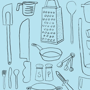 Kitchen Goodies cooking drawn hand illustration kitchen pattern print textile utensils