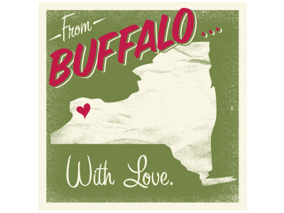 Finished Buffalo Greeting Card buffalo greeting card heart hero design studio illustration ny silkscreen