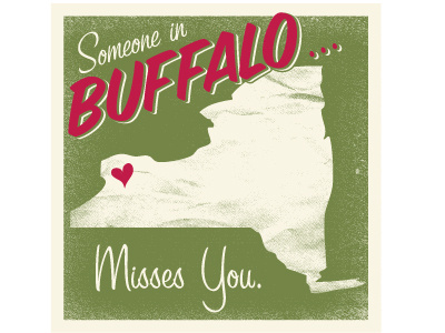 Buffalo Greeting Card #2 buffalo greeting card heart hero design studio illustration ny silkscreen