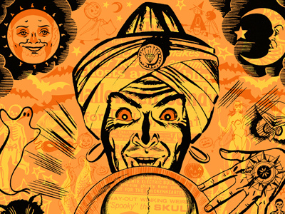 Halloween Inspired Art Print - "Always Enjoy Free Candy" collage creepy french paper halloween hero design studio orange spooky