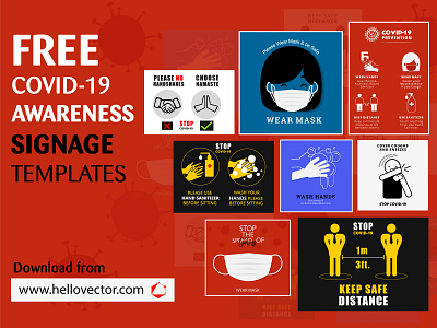 COVID-19 Awareness Signage Template coronavirus covid 19 covid19 design illustration ui vector