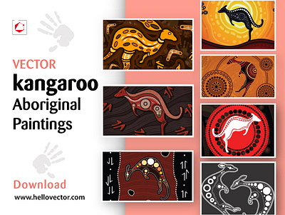 Kangaroo Aboriginal Art clipart design illustration vector