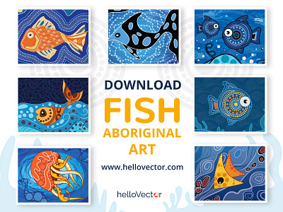 Fish Aboriginal Art aboriginal aborigines art clipart design fish fishing illustration jellyfish vector