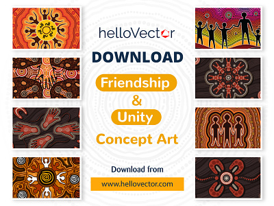 Friendship And Unity Concept Aboriginal Art aboriginal aborigines art clipart connection family friendly friends friendship illustration relationship vector