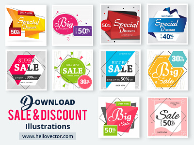 Sale Discount Banner Collection advertise branding clipart design illustration offer promotion sale sales vector