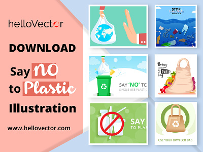 Say No to Plastic Bags Graphics Collection bags clipart enviroment graphics illustration plastic plastic bag polution vector