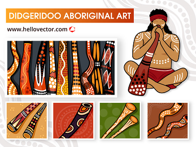 Didgeridoo Aboriginal Art Collection aboriginal aborigines art clipart design didgeridoo graphics illustration vector
