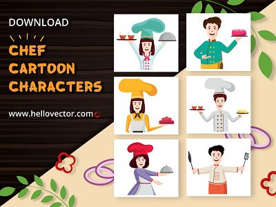 Chef cartoon characters graphics collection