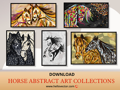 Horse Abstract Art Collection abstract abstract art art graphics horse illustration interiordesign vector walldecor