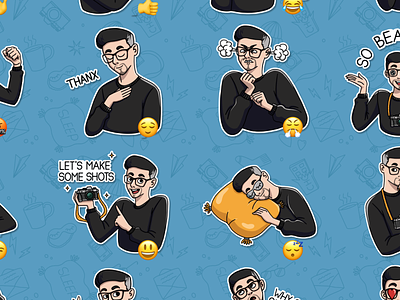 Stickers for a photographer guy art design digital art digital illustration illustration sticker sticker pack stickers for telegram telegram