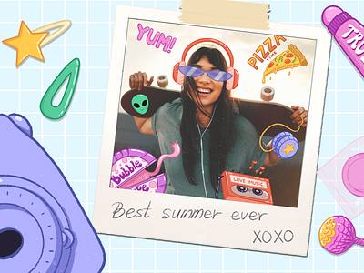 Best summer ever. 90s style stickers 90s 90s stickers 90s style 90s vibe animation art design digital art illustration sticker sticker pack