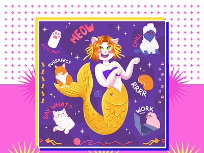 Kitty Mermaid animation art character character design character development design digital art digital illustration graphic design illustration mermaids mermay mermay2022 sticker sticker pack