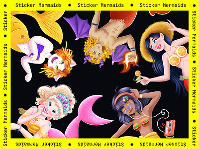 All the sticker mermaids animation art character character design character development digital art digital illustration graphic design illustration mermaids mermay mermay2022 sticker sticker pack