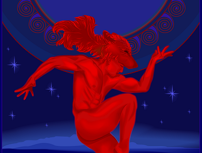Dance - a variation of Matisse dance dancers illustraion red man