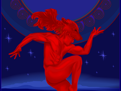 Dance - a variation of Matisse dance dancers illustraion red man