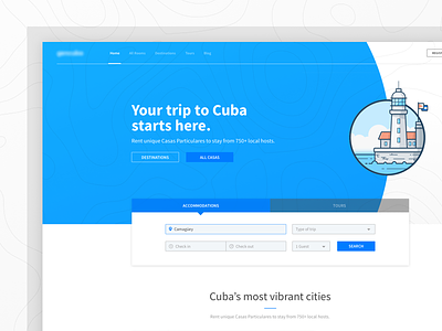 Accommodation Search Header branding cuba illustration landing page rebrand redesign screen search web web design