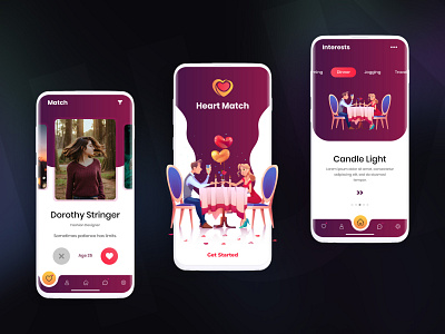 Online Dating - Mobile App creative design dating app design dinner heartbeat illustration logo love matches mobile app design mobile app development company mobile app development services online dating tinder ui uidesign uiux web development company web development services