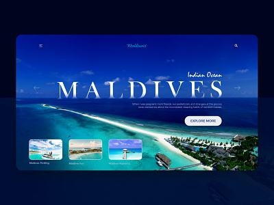 Maldives - Creative Traveling Landing Page Design blue clean creative design design landing page maldives new trend travel agency traveling ui uidesign ux web design web development company webdesign