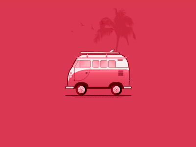 Vagabond dreaming in CSS (link for codepen) beach camper css illustration ui vw