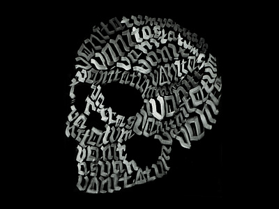 Calligraphy in Latin in the shape of a skull calligraphy logo design illustration letter lettering skull