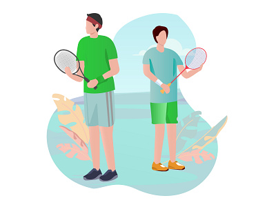 Tennis and Badminton players 2d charecter design adobe illustrator characterillustration charecterdesign design flat illustration graphic illustration illustrations for website vector