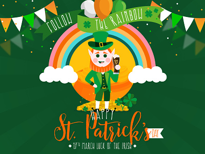 🍀 Happy St. Patrick's Day 🍀 ai beer character clover coins flat green guiness icons illustration illustrations ireland irish lucky march 17th rainbow saint patrick saint patricks day shamrock st paddy