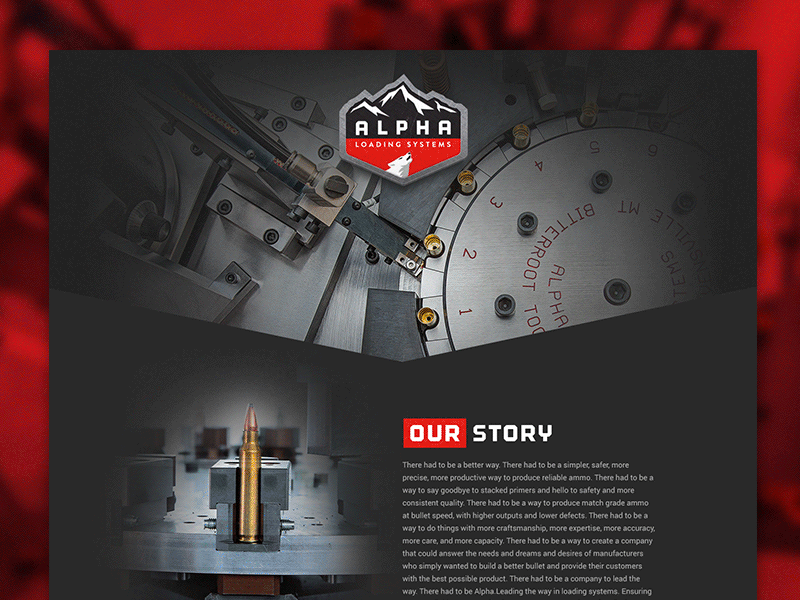 Alpha Loading Systems animated dark design layout metal one onepager red typography ui ux website