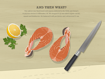 Cut Salmon Illustration fish illustration knife lemon nature salmon typography ui