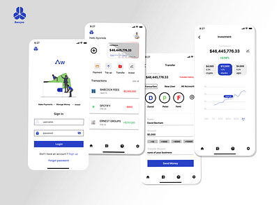 E wallet Mobile UI app design ui