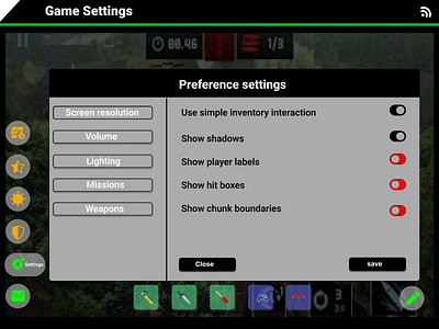 Game settings design dailyui design gamedesign ui uidesign uiux ux webdesign