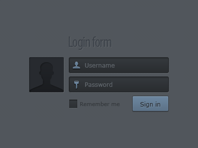 Login form avatar blue dark form input kit log in login sign in ui