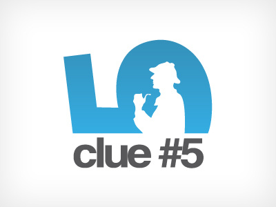 Clue #5 blue campaign clue detective five game holmes logo marketing negative number sherlock space