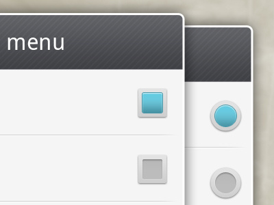 Android menus android blue button checkbox cyan menu pattern radio select ui