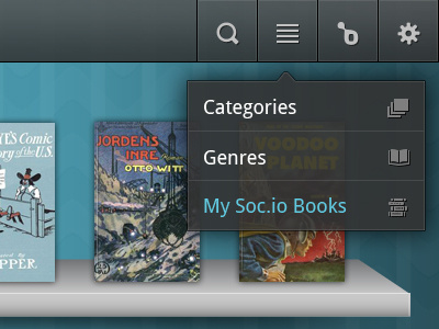 Soc.io Mall eReader android app book icons menu reader submenu transparency ui user interface