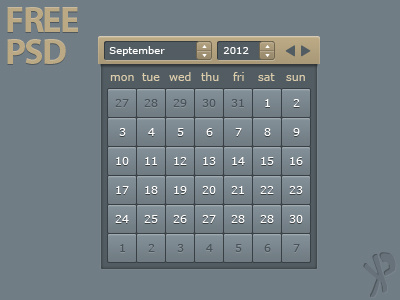 Calendar calendar dark download free free download freebie psd ui
