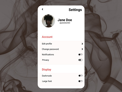 Daily UI 007- user settings daily ui daily ui 007 dailyuichallenge design ui