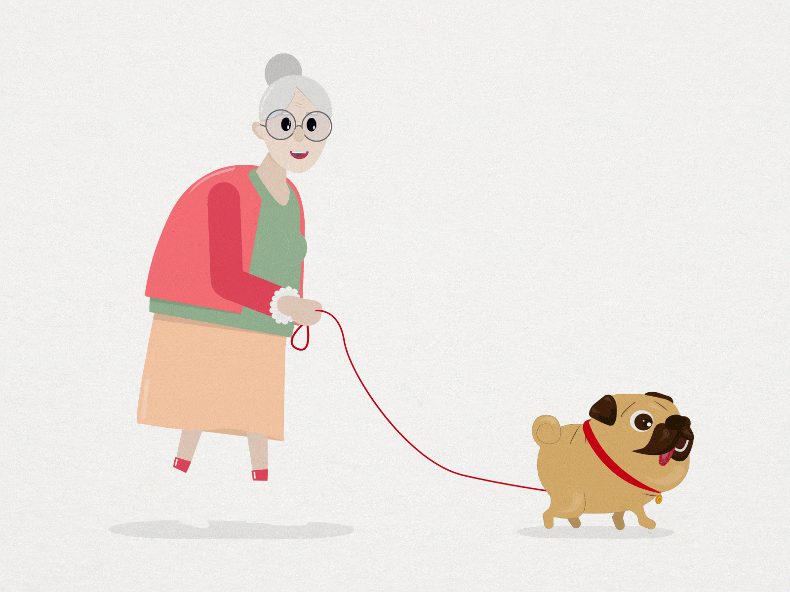 Walking by 2d animation 2d illustration aftereffects cartoon animation charachter design character animation dog illustration gif animation pugs