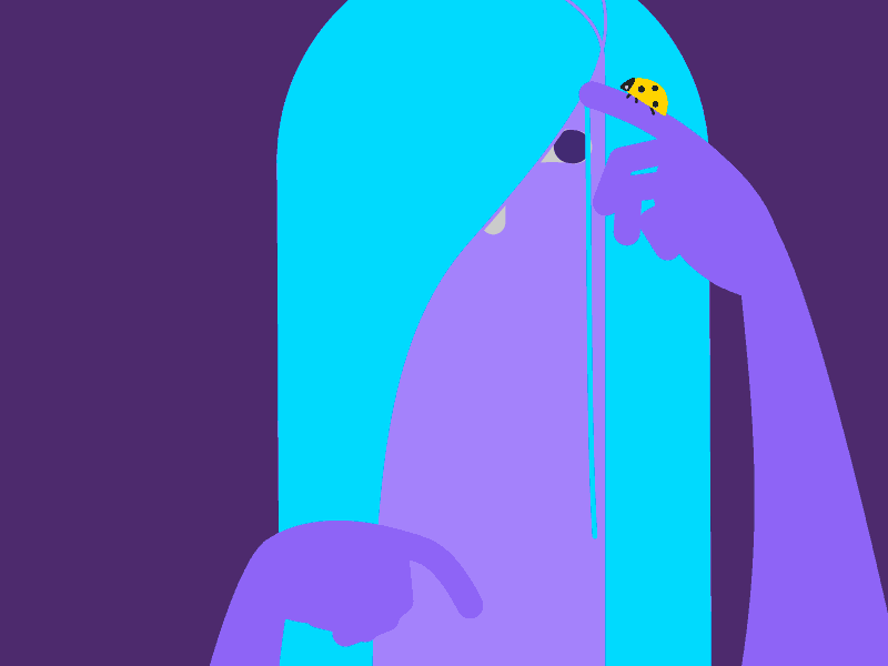 Ladybird after effect animation girl lady bird loop purple yellow