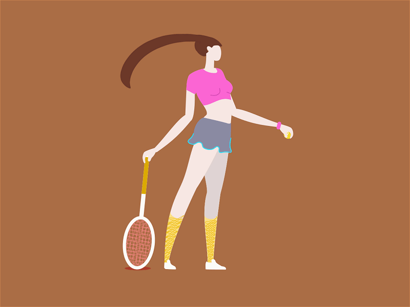 Tennis Woman after effect animation keyframe shapes tennis