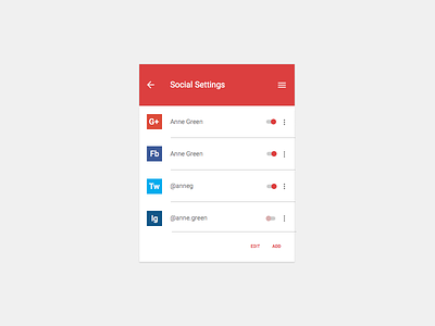 Settings 007 button card challenge daily material slide social settings ui ux