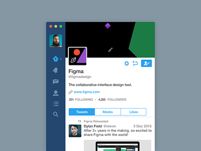 Twitter App in Figma app fig freebie mac recreation sigma twitter