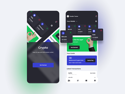 CryptoWallet - Digital wallet powered by crypto. 3d app cryptocurrency digital wallet mobile payment payment app wallet wallet ui