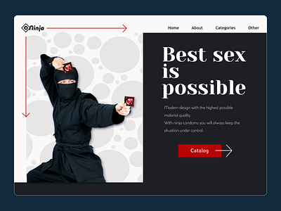 Concept condom brand black branding concept condom creative design figma minimal ninja sex typography ui web