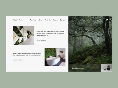 Smart Moss - Online Store decor ecommerce green walls homepage design plants store typography ui ux uiuxdesigner webdesigner website design