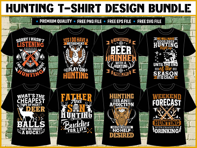 HUNTING T-SHIRT DESIGN BUNDLE animal apparel black clothing creative deer deer hunting design ducks elk emblem hunt hunting t shirt design season shirt sign silhouette tshirt tshirtdesign vector