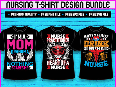 Nursing T-Shirt Design Bundle apparel custom dad design hospital husband illustration medical medical equipment medical symble mom nurse nurse cap nurse elements nurse t shirt design nursing t shirt shirt typography vector