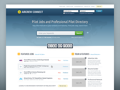 Aviation Recruitment Homepage aircrew airline aviation interface job board jobs pilot ui web design