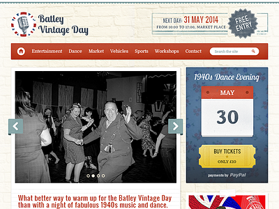 Batley Vintage Day calendar event festival retro tickets vintage web design