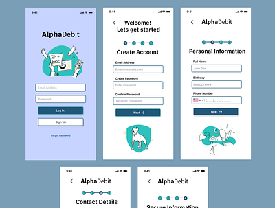 AlphaDebit app design ui ux