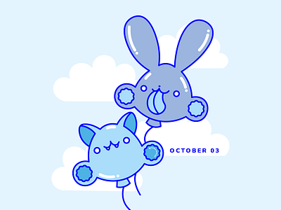 Day 03: Balloons balloons bunny cat design flat graphic design illustration october ui vector vectorart vectordesign vectorillustration